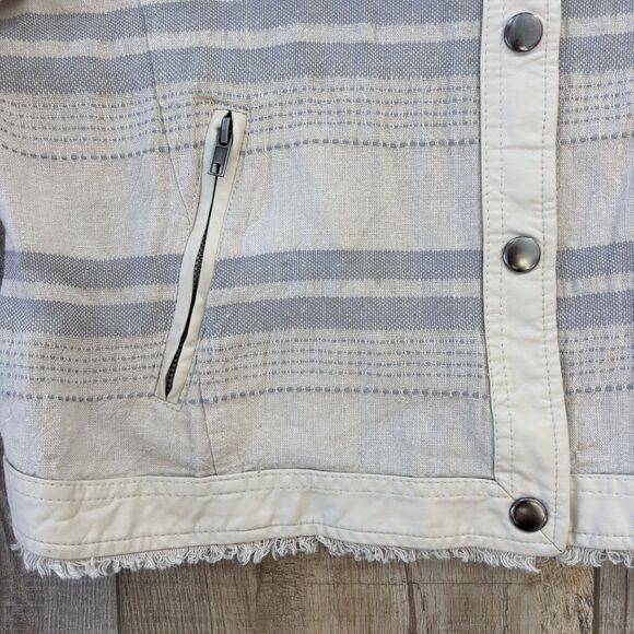 Jack BB Dakota Womens Striped Linen Blazer Jacket Size L Neutral Chic Coastal - Picture 7 of 13